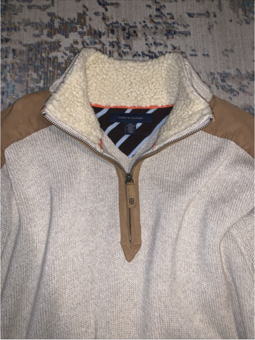 Tommy Hilfiger 1/4-Zip Heavy Pullover Sweater With Elbow & Shoulder Patches XXG - Picture 16 of 16